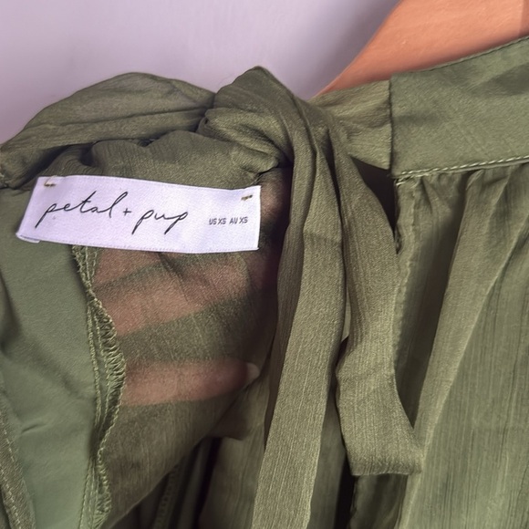 PETAL & PUP JULIP SHEER LONG SLEEVE MAXI DRESS - OLIVE XS - Picture 8 of 14